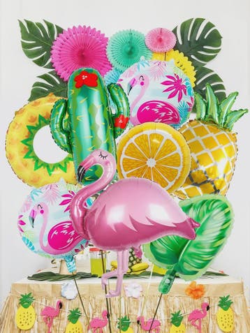 8-delige Tropische Feestballonnen Set met Flamingo, Ananas,