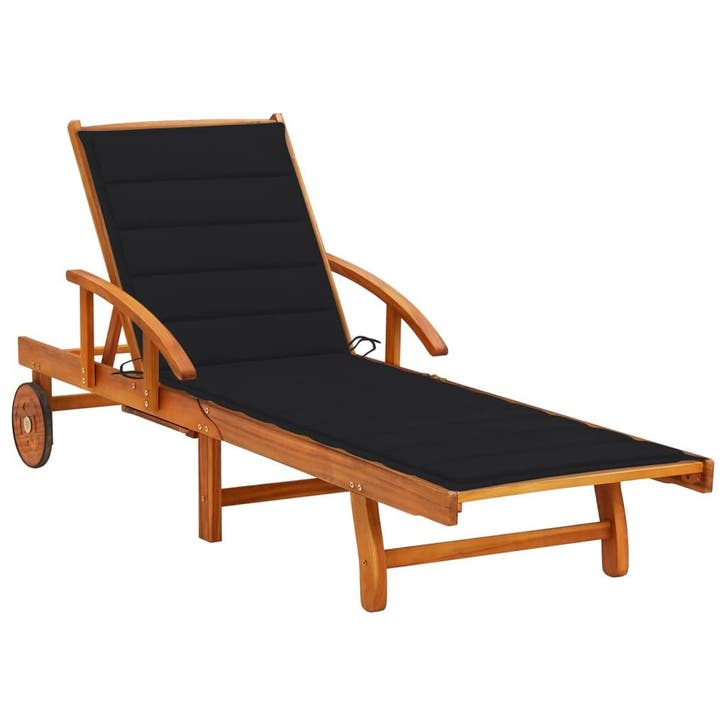 vidaXL Ligbed met kussen massief acaciahout, Tuin en Terras, Ligbedden, Nieuw, Verzenden
