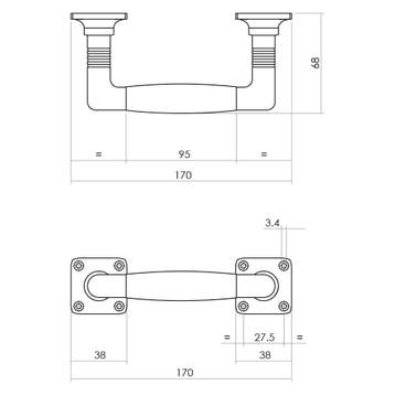 Intersteel Deurgreep Ton Basic 95/170mm op vierkant rozet -, Verzenden, Nieuw