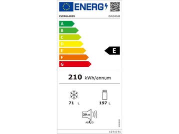 Everglades EVUD4048 - Koel-Vriescombinatie - 268 Liter -, Witgoed en Apparatuur, Verzenden, Zo goed als nieuw
