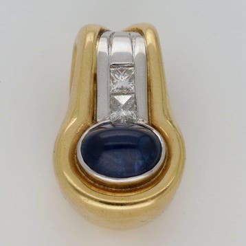 Hanger - 18 karaat Geel goud, Witgoud Saffier - Diamant
