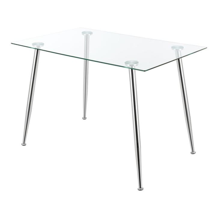 [en.casa] Glazen tafel Hyrynsalmi 75x110x70 cm chroom en tra, Huis en Inrichting, Tafels | Eettafels, Verzenden