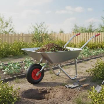 Stevige Kruiwagen met 1 Wiel, 2 Handvatten & Groot Rubberen, Tuin en Terras, Kruiwagens, Verzenden, Nieuw