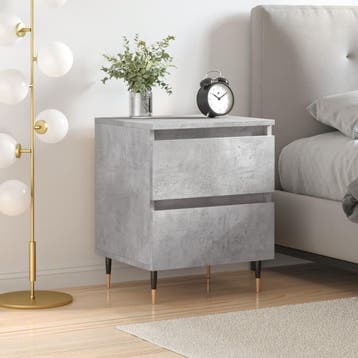 vidaXL Nachtkastje 40x35x50 cm bewerkt hout betongrijs, Minder dan 45 cm, Verzenden, Nieuw, Minder dan 55 cm