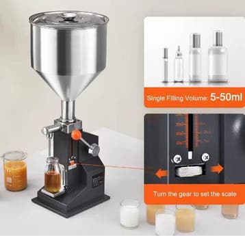 Handmatige Vloeistofvulmachine 5–100 ml met Trechter RVS, Verzenden, Nieuw