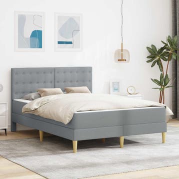 vidaXL Bedframe met matras Lichtgrijs Stof, Verzenden, Nieuw, Stof