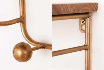 Decoratieve wandkapstok HERITAGE 80 cm naturel goud messing, Ophalen of Verzenden, Nieuw