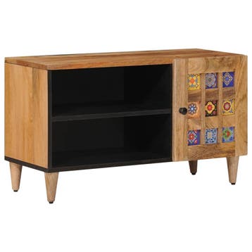 vidaXL TV-kast met opslag Naturel 80 x 33 x 46 cm Massief, Huis en Inrichting, Verzenden, Nieuw