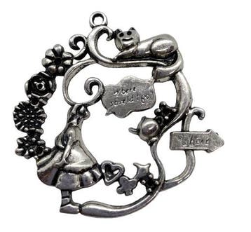 1 x Metalen bedel meisje met kat 42 x 42 x 3 mm – gat 2 m., Ophalen of Verzenden, Nieuw, Kraal