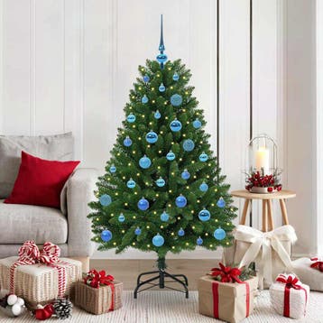 vidaXL Kunstkerstboom 150 cm 150 LEDs Warmwit PVC en staal, Verzenden, Nieuw