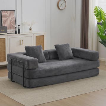 4-in-1 Opvouwbare Bank, Slaapbank met Corduroy Stof, Gastenb, Tuin en Terras, Verzenden, Nieuw
