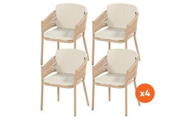 Set van 4 - Hartman Altea rope dining tuinstoel - Cappuccino, Verzenden, Nieuw, Overige materialen