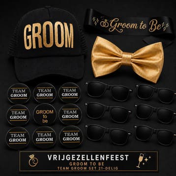 Groom to Be en Team Groom set 21-delig, Ophalen of Verzenden, Nieuw, Zwart, Accessoires