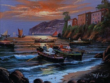 Mario Galanti (XX) - Tramonto a Sorrento