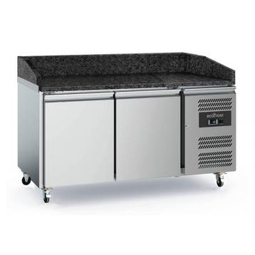 Ecofrost Pizzawerkbank 2-deurs | Zwart Graniet | Wielen | 15, Ophalen of Verzenden, Nieuw