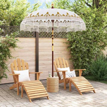 vidaXL Balinese parasol met basis Crèmekleurig Ø 180-190 cm, Verzenden, Nieuw