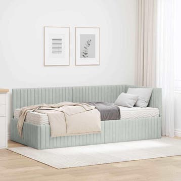 vidaXL Hoekbedframe met Matras met hoofdeinde 2 st, Huis en Inrichting, Verzenden, Nieuw, Stof
