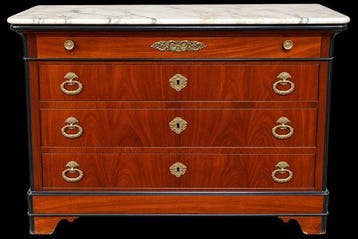 Commode - Mahonie - Cassettone Impero, Antiek en Kunst