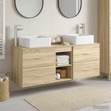 vidaXL Badkamerkastenset 3 st Sonoma Eiken 49,5 x 41 x 63 cm, Verzenden, Nieuw