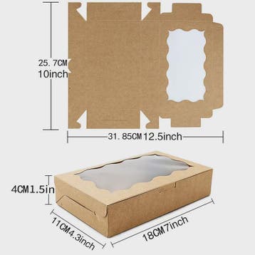 Set van 10/20 Kraft Papieren Doosjes met Venster voor Gebak,, Verzenden, Nieuw