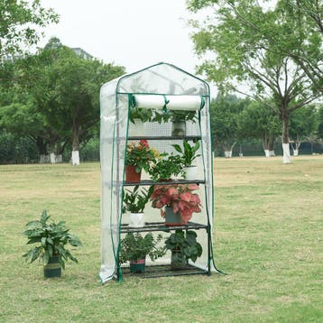 [en.casa] Tuinkas Chaam foliekas 158x69x49 cm wit, Verzenden, Nieuw