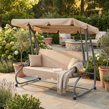 Tuin Schommelbank Verstelbaar Dak | Premium | OP=OP, Tuin en Terras, Tuinstoelen, Ophalen of Verzenden, Nieuw, Metaal, Verstelbaar