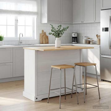 vidaXL Keuken Eiland Set Wit en Honing Was 112 x 70 x 91,5, Verzenden, Nieuw, Wit