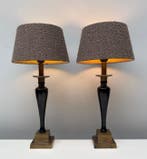 Tafellamp - Textiel, Legering - Twee schemerlampen, Antiek en Kunst