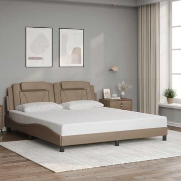 vidaXL Bedframe Viana zonder matras cappuccinokleurig, Overige materialen, Eenpersoons, Bruin, Verzenden