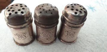 Gorham - Set of three miniature desk spice shakers (known as