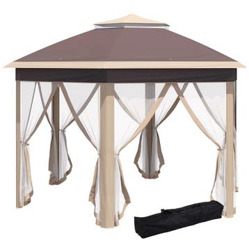 Paviljoen Zeshoekig 4x4m Met Water- En UV-bestendige Hoes, D, Verzenden