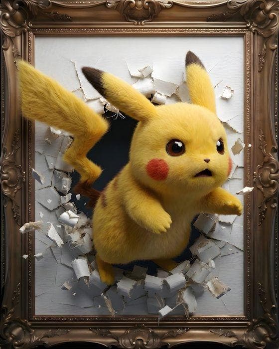 AT9 - [Canvas L] Pikachu Breaking the Frame, Spelcomputers en Games, Spelcomputers | Overige Accessoires