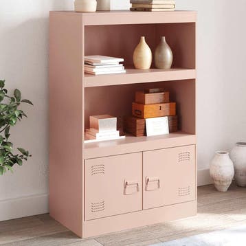 vidaXL Dressoir 67x39x107 cm staal roze, Verzenden, Nieuw, 50 tot 100 cm, Metaal
