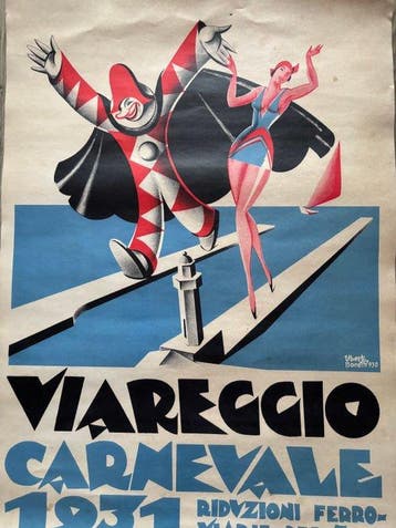 Uberto Bonetti - Viareggio Carnevale 1931 manifesto vintage