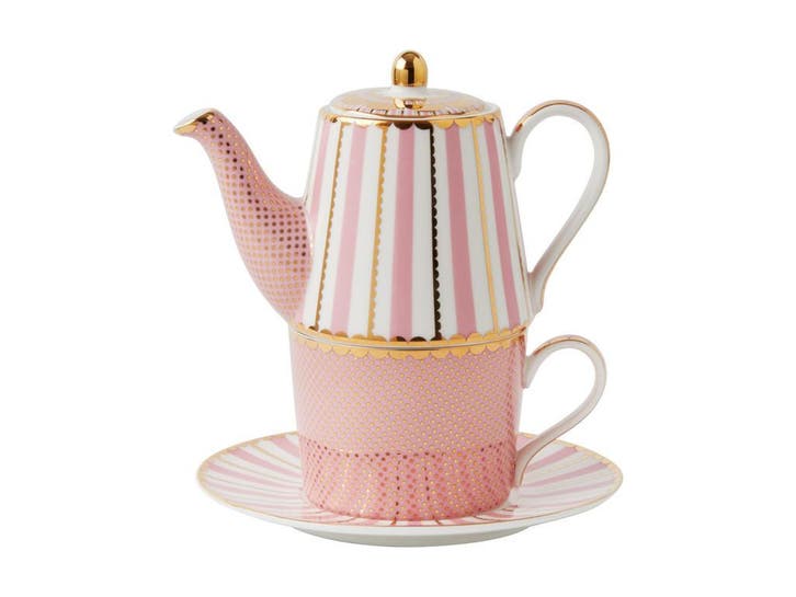 Maxwell &amp; Williams Tea for One set – Regency (Roze), Huis en Inrichting, Keuken | Servies, Overige stijlen, Nieuw, Porselein