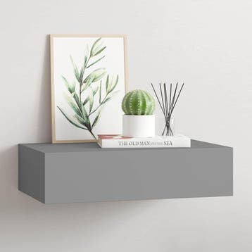 vidaXL Wandschap met lade 40x23,5x10 cm MDF grijs, Verzenden, Nieuw
