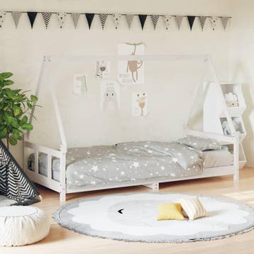 vidaXL Kinderbedframe 90x200 cm massief grenenhout wit, Verzenden, Nieuw