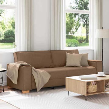 vidaXL 3-Zits Sofa Bruin 220 cm Stof, Verzenden, Nieuw, Driepersoons, Stof