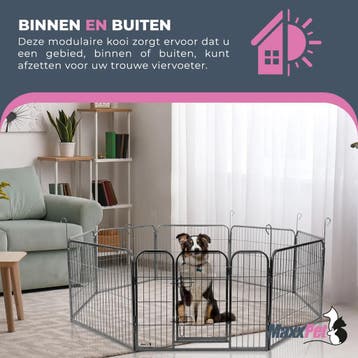 MaxxPet Hondenren Puppyren met 8 panelen - Staal - 78x60c..., Dieren en Toebehoren, Hondenbenches, Verzenden, Nieuw