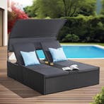 Polyrotan Loungebed / Ligbed Syros - Zwart - 2 personen - In, Verzenden, Nieuw