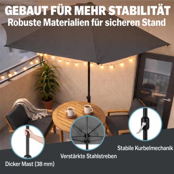 Halve Parasol Antraciet UV-bescherming 80+ (Tuin en Terras), Verzenden, Nieuw