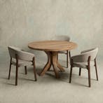 Mangohouten Eettafel Sun Rond 130 cm Houten onderstel, Verzenden, Rond, Nieuw, Industriële meubels