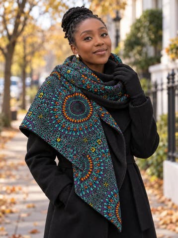 Warme Sjaal met Afrikaanse print Unisex - Turkoois Paars Oce, Kleding | Dames, Ophalen of Verzenden, Nieuw