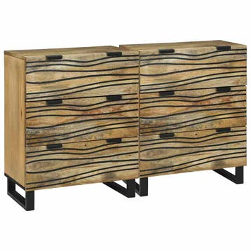 vidaXL Dressoir set 2 st Naturel 120 x 33 x 75 cm Massief, Huis en Inrichting, Kasten | Dressoirs, Verzenden, Nieuw, Overige houtsoorten
