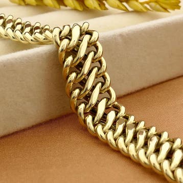 Gouden Franse gourmetschakel armband (Schakelarmband), Ophalen of Verzenden, Gebruikt, Goud, Goud