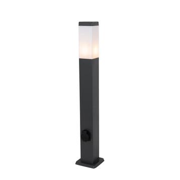 Buitenlamp donkergrijs 80 cm met stopcontact IP44 - Malios, Verzenden, Nieuw, Staal