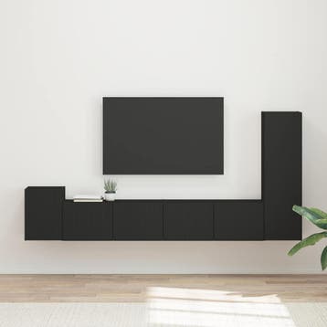 vidaXL Tv-meubelset 3 st Zwart Bewerkt hout, Minder dan 50 cm, Verzenden, 100 tot 150 cm, Nieuw