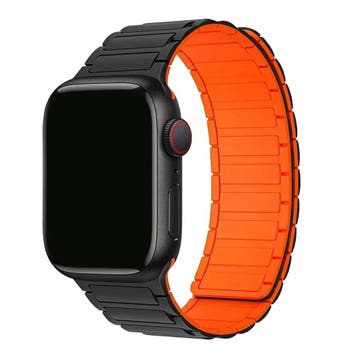 Apple Watch bandje Zyro - siliconen - zwart oranje - zwart, Verzenden, Nieuw