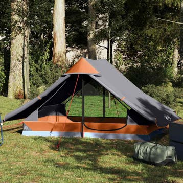 vidaXL Tent 2-persoons waterdicht grijs, Verzenden, Nieuw, Tot en met 2