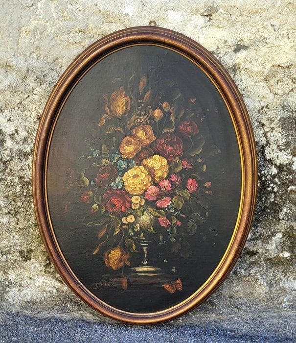 Europese school (XX) - Pannel with flowers H 78 cm, Antiek en Kunst, Curiosa en Brocante